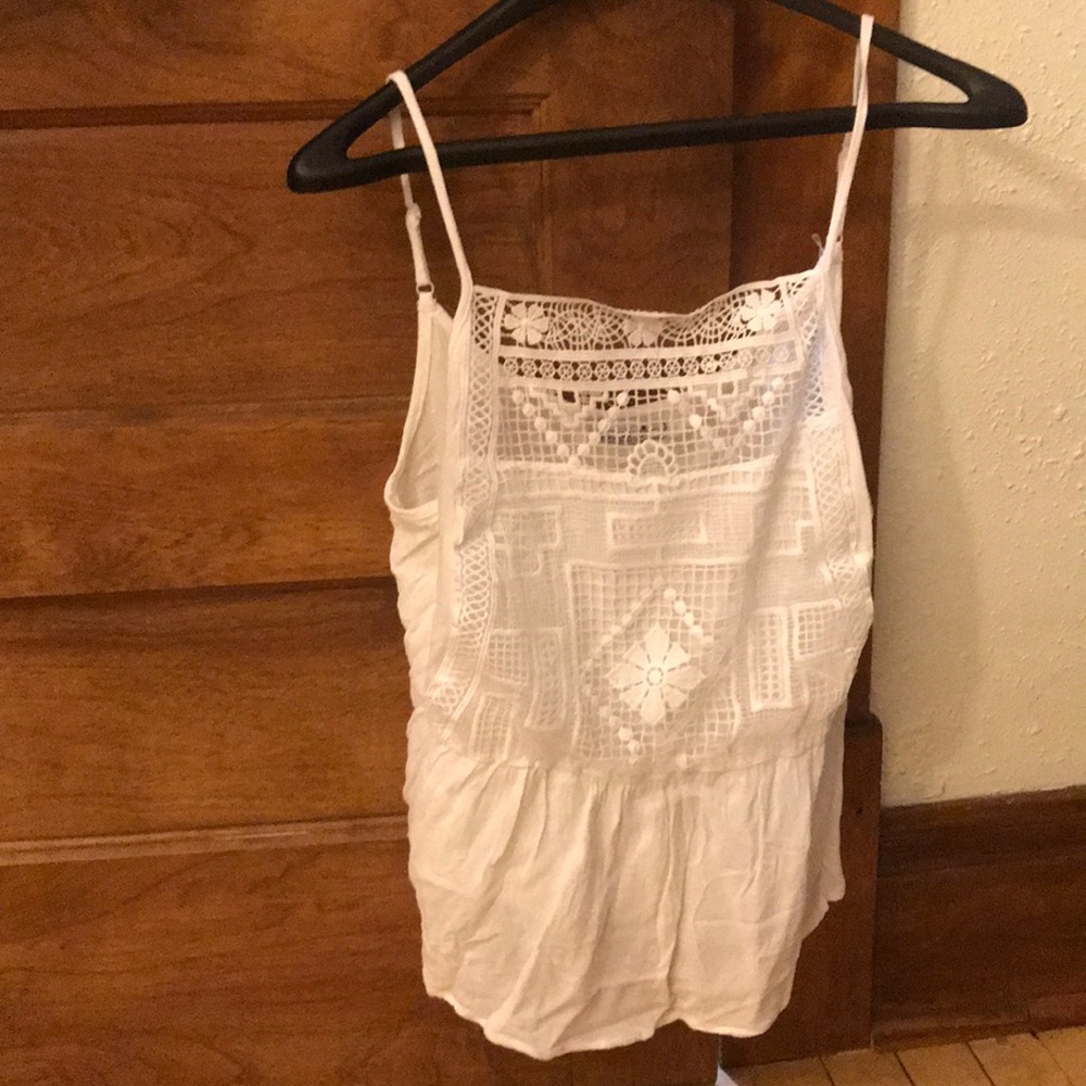 White Cotton Lace Tank Top